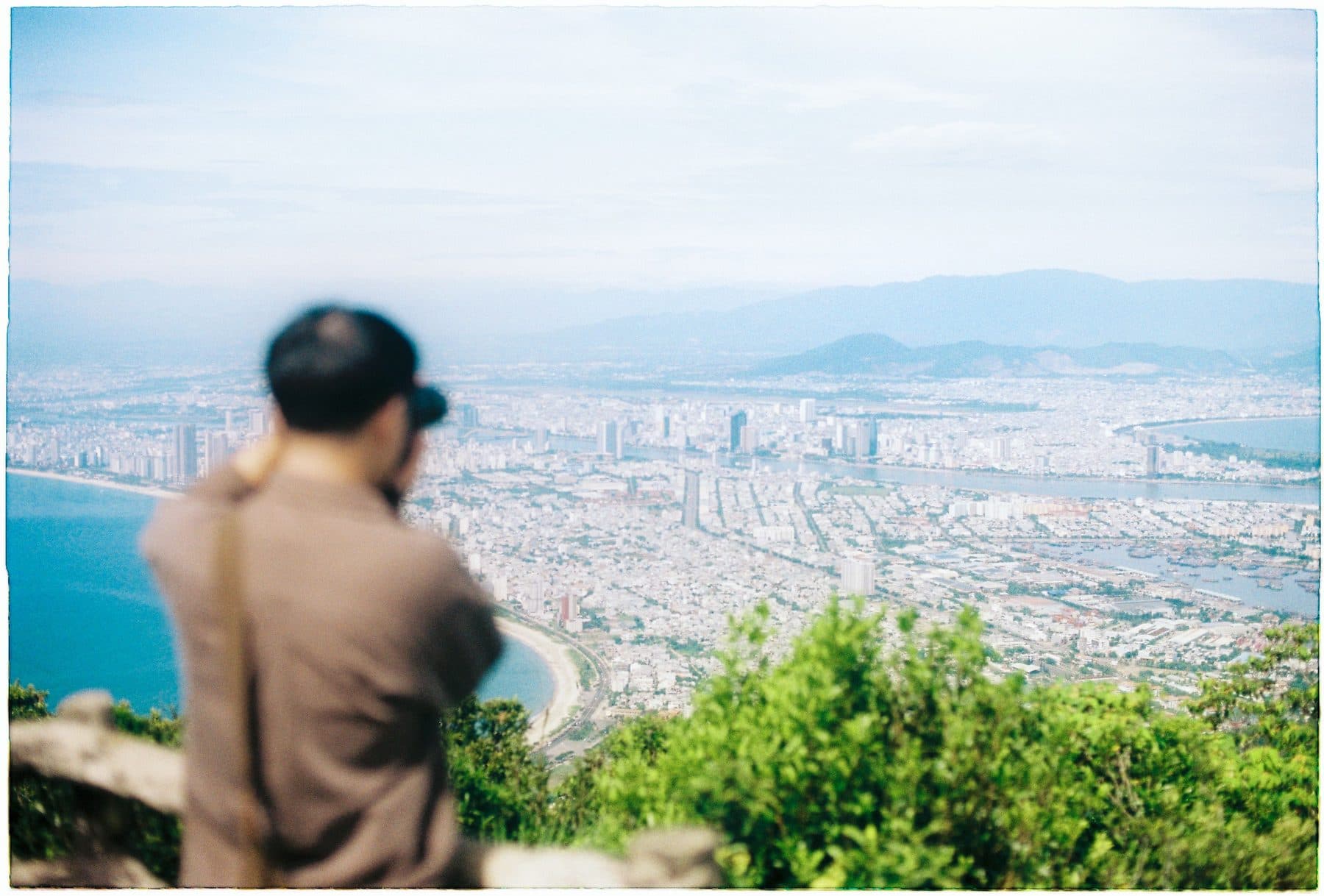 Da Nang seen from Son Tra, the whole beach and the city behind it