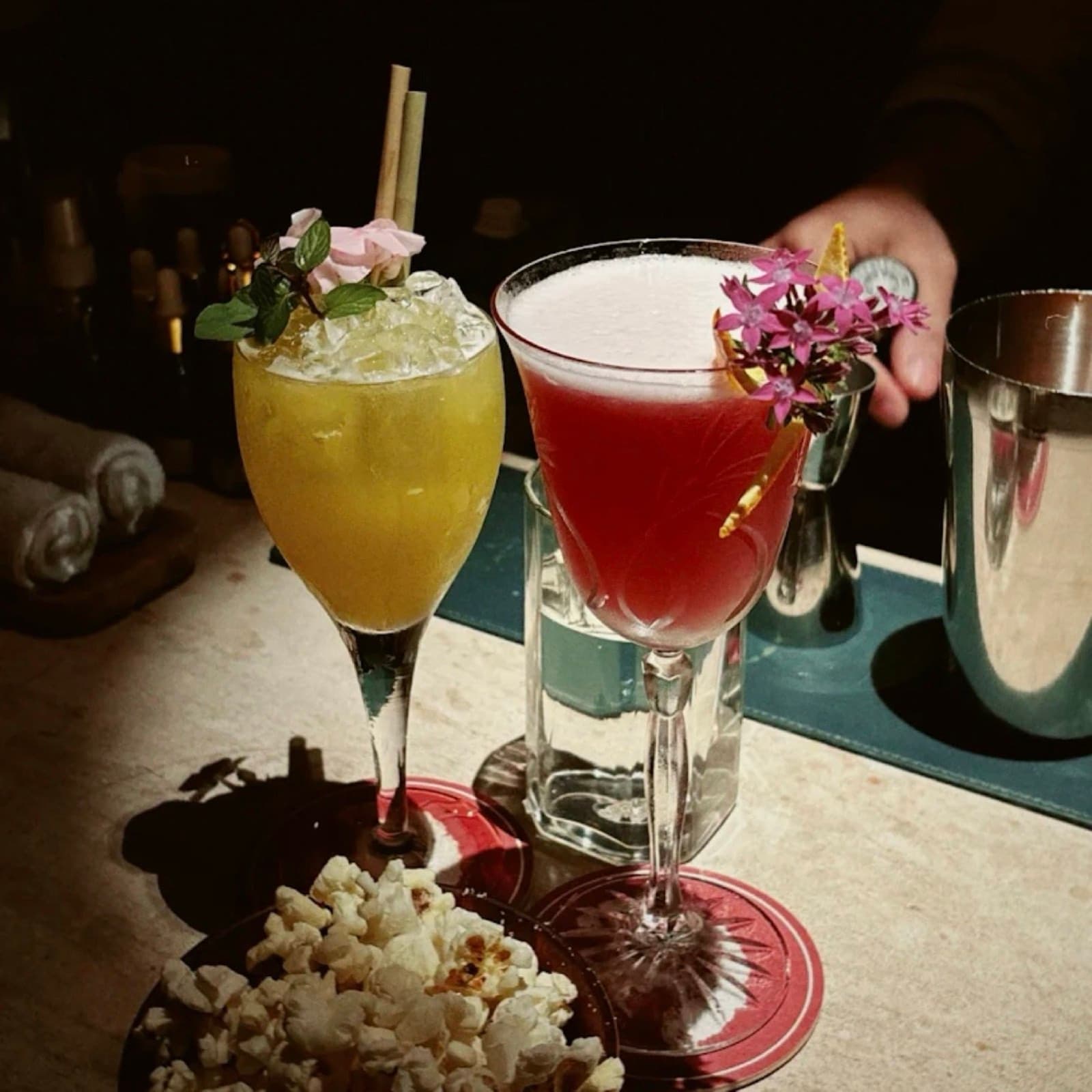 The Craftsman craft cocktails on the bar
