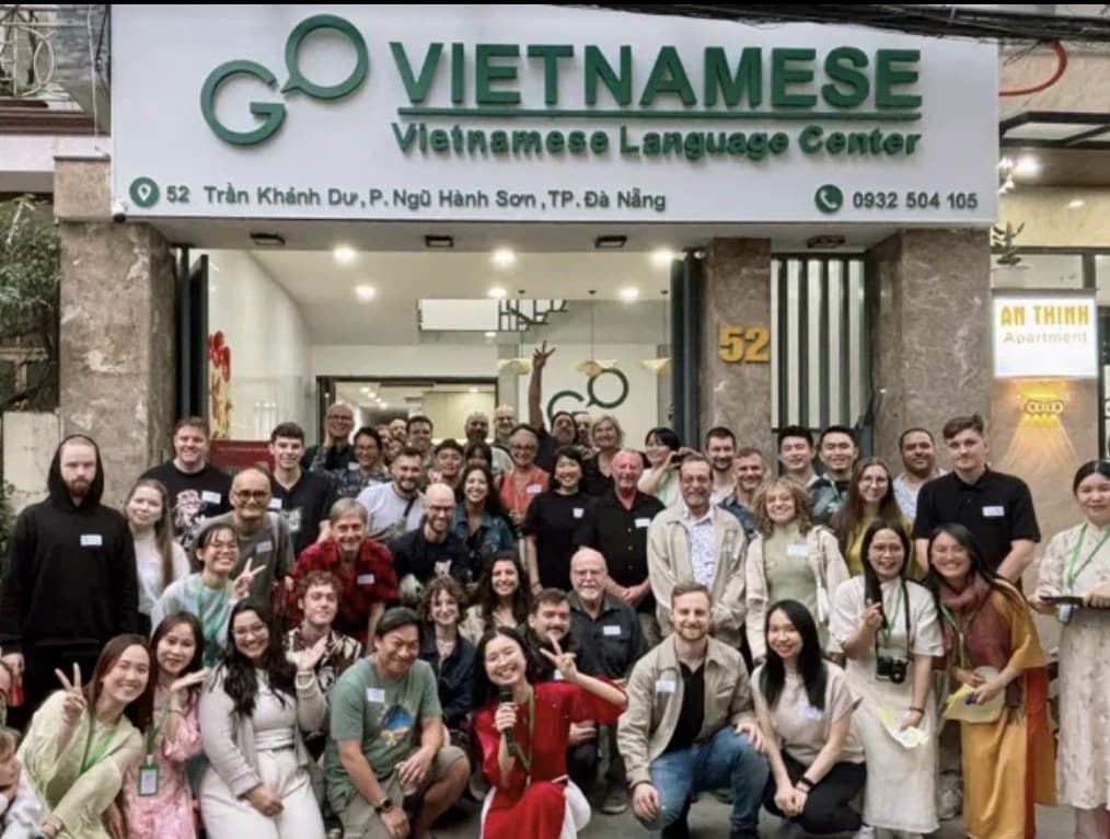 Students from many countries outside Go Vietnamese, a Vietnamese language school on Tran Khanh Du in Da Nang