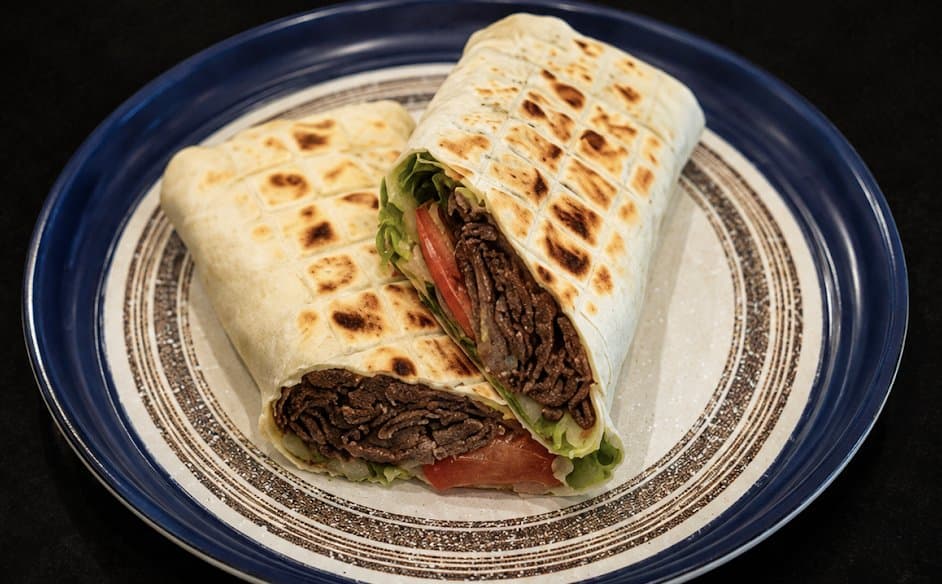 A beef lavash wrap at Istanbul Anatolian Kebab House